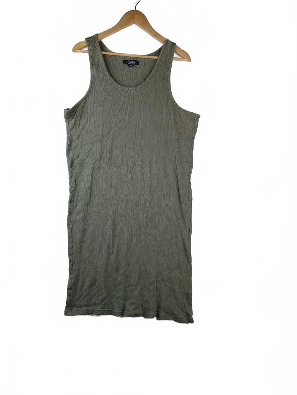 Rouge Collection Olive Green Ribbed 100% Cotton Tank Dress 4X